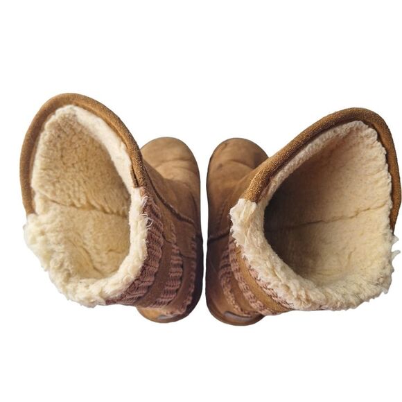 Bearpaw Boshie Hickory Slip On Suede Sheepskin Knit Back Winter Boot Womens Sz 8 - Picture 10 of 13